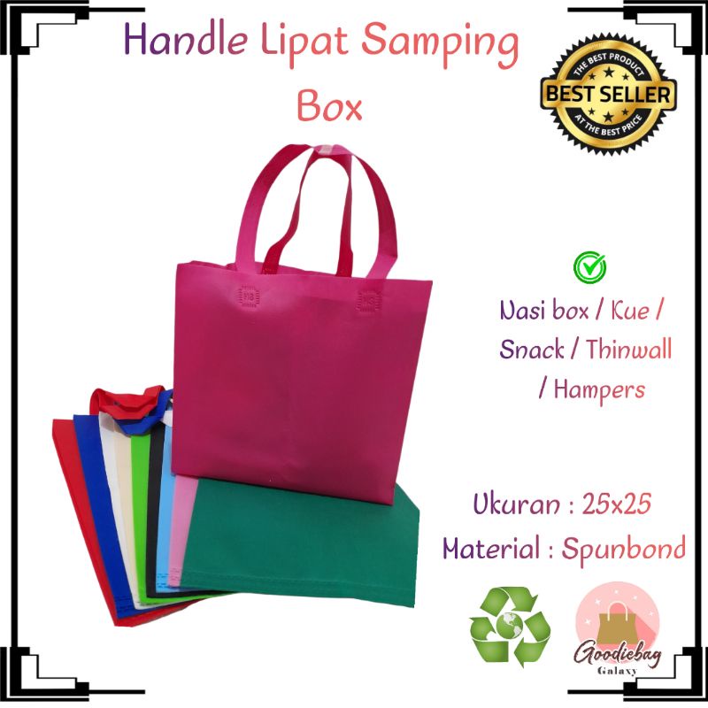 

Tas hajatan spunbond handle lipat samping box 25x25 tas syukuran selamatan besek kotak nasi murah