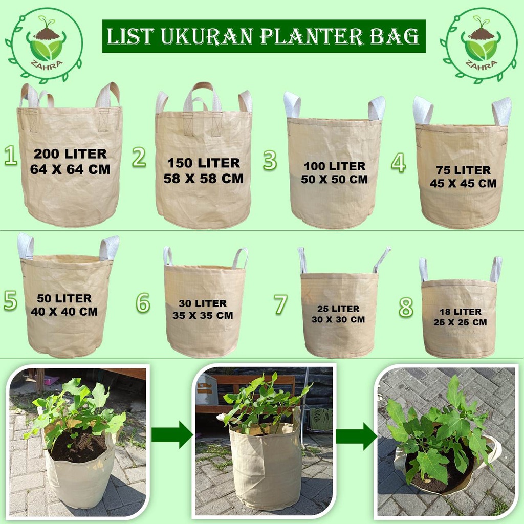 COD Zahra Planter Bag 8 Ukuran 150 Liter Planterbag Tahan Tahunan