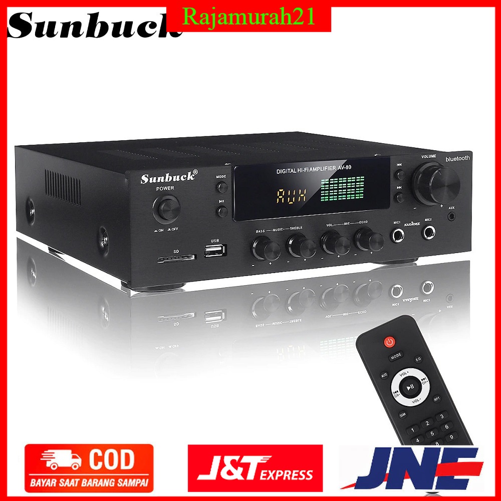 Sunbuck Audio Amplifier Bluetooth EQ Karaoke Home Theater FM Radio 200W - AV-80 - Black - 4PSK03BK