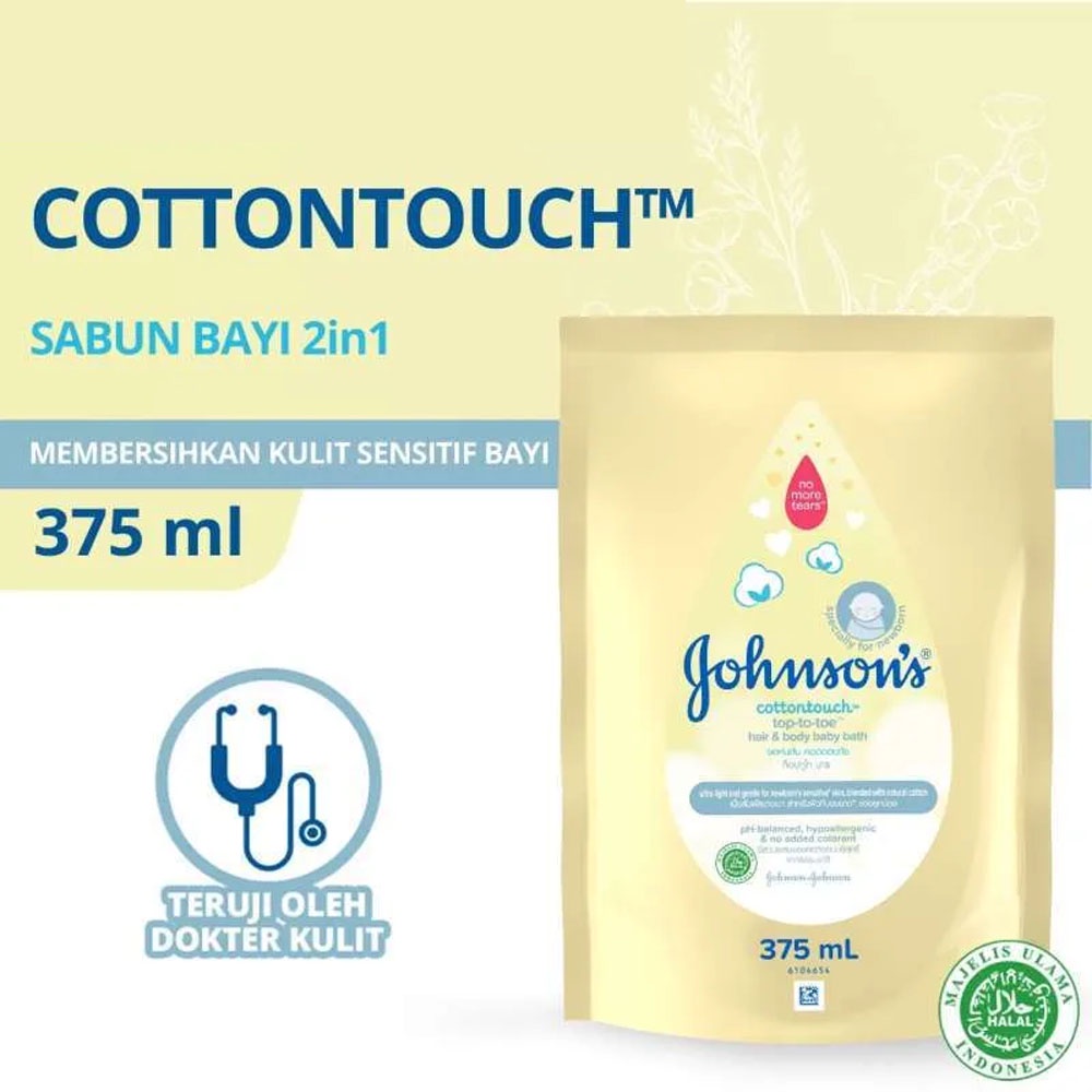 COD Johnsons Baby Bath Cotton Touch Refill 375 ml - Sabun Cair Bayi - Sabun Bayi Johnson Top To Toe