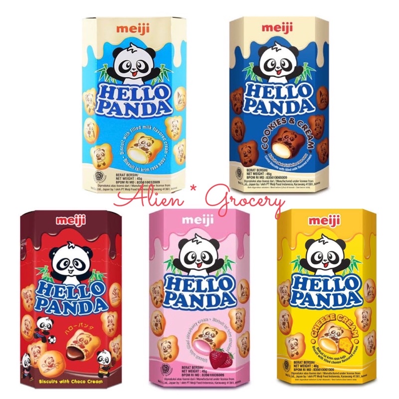 Hello Panda Meiji Box Vanilla Susu Coklat Keju Strawberry Cookies Cream 45gr