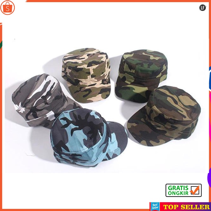 TOPI PRIA KOMANDO ARMY OUTDOOR TENTARA Militer CAP Rimba TRAVELING LORENG COWOK DEWASA IMPORT A99