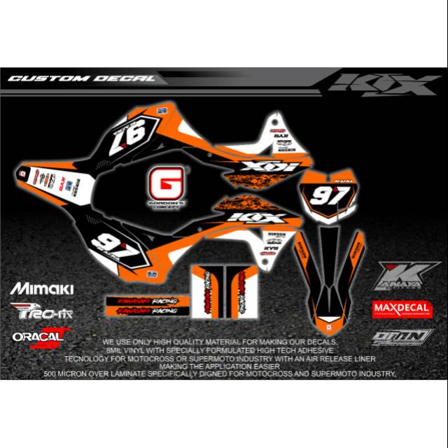 Decal klx gordon orange termurah