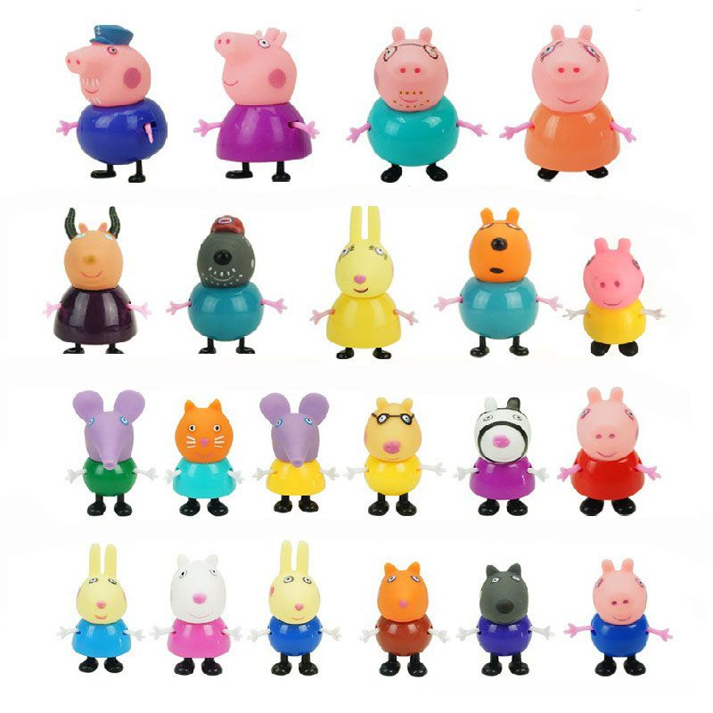 25Pcs Peppa Pig Family Friends Emily Rebecca Suzy Action Figures Toys Xmas Gift