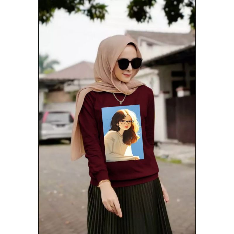 baju lengan panjang wanita unggulan CUTE GIRL kaos disteo keren