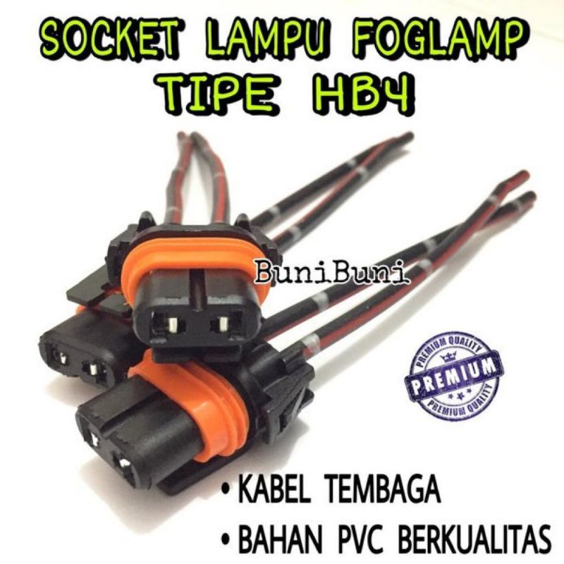 Socket / Soket Lampu HB3 / 9005 &amp; HB4 / 9006 Untuk Lampu Kabut Foglamp Mobil Dengan Kabel Tembaga