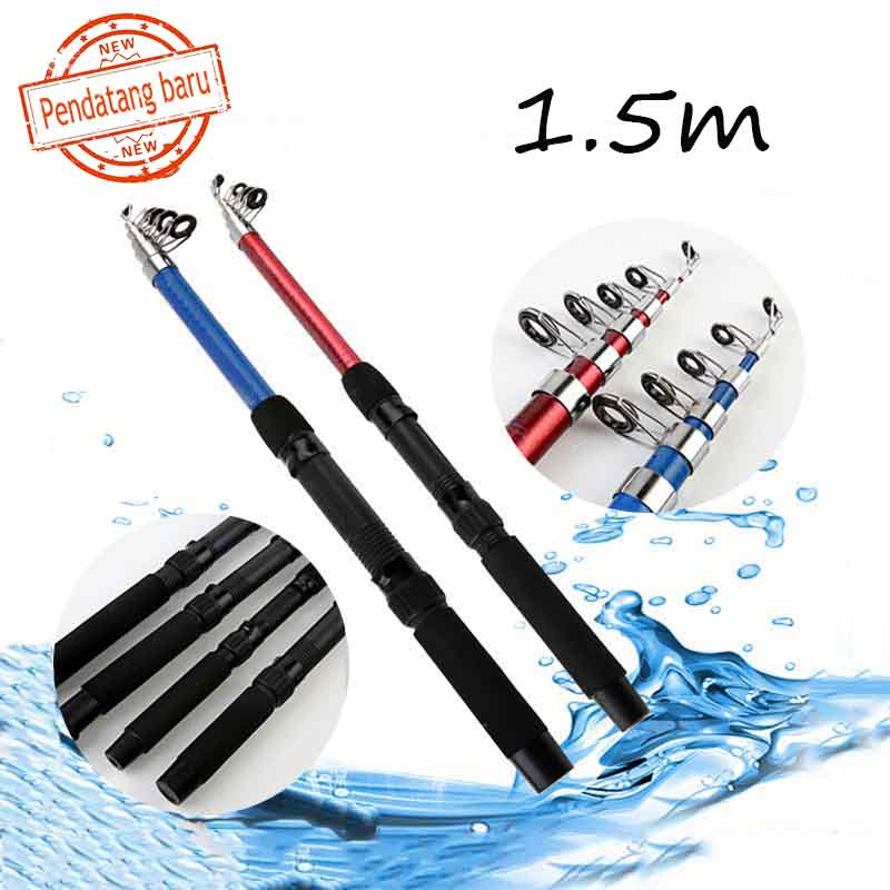 Spining Fihsing Rod Max Drag 5kg Carbon Fishing Pole Portabel Ditarik Joran Pancing Antena Telescopik 1.5m Fishing Gear Saltwater Freshwater Fishing Lover Bass Rod