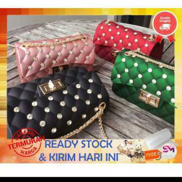 Promo tas wanita korea merk chanel diamond jelly matte ukuran 22 cm original