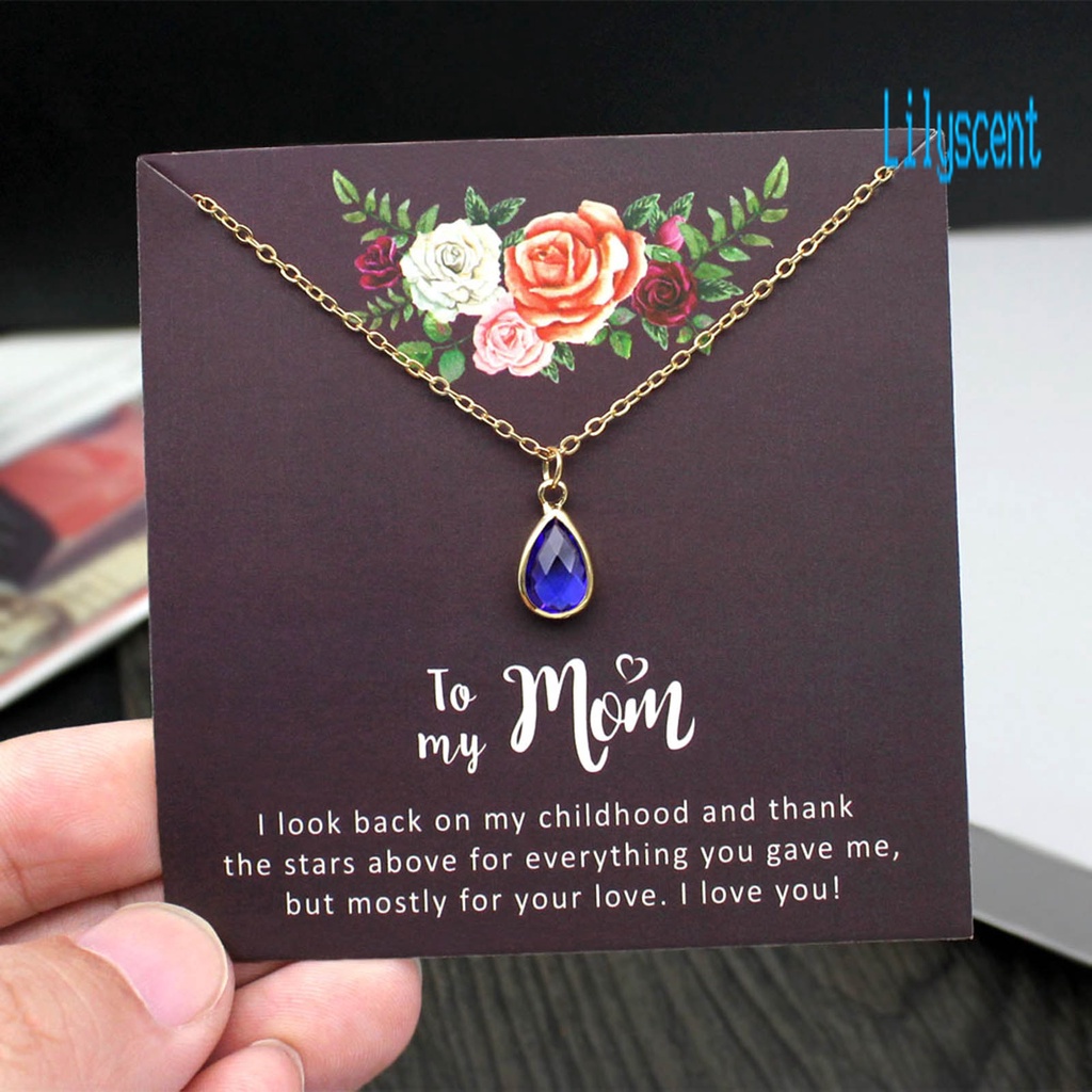 Kalung Kristal Imitasi Bentuk Water Drop Untuk Wanita