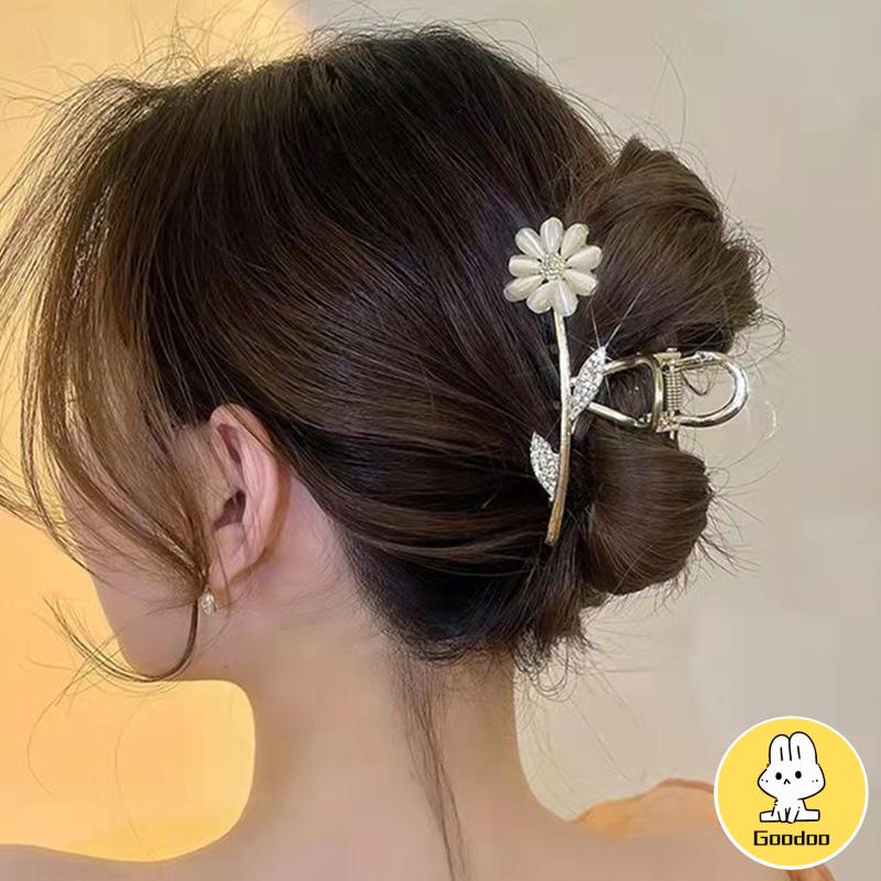 Indah Paduan Mutiara Berlian Imitasi Cinta Bunga Jepit Rambut Kecil Wanita Elegan Klip Sisi -Doo