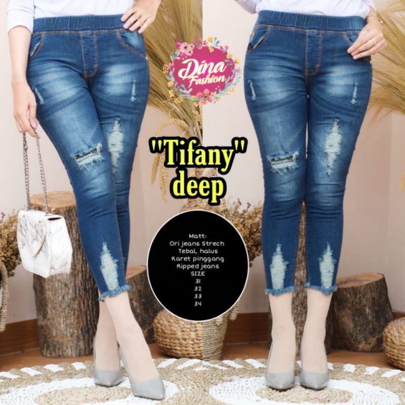 TIFANY JEANS APLIKASI SOBEK FURING