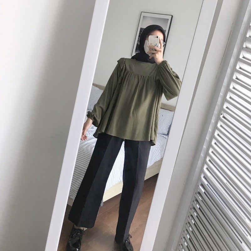 BEFAST - ZSO OOTD Wanita Blouse ANISA / BIANCA BLOUSE / ATASAN WANITA / Blouse Wanita Muslimah / Atasan Lengan Panjang / Blouse Polos Casual / Termurah / Terabru 2022 / Blouse Banyak Warna