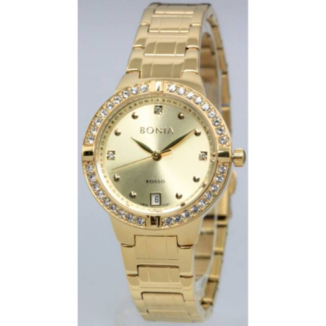 Jam Tangan Wanita Bonia Rosso BNB 10307 Fullgold Rantai Original Murah