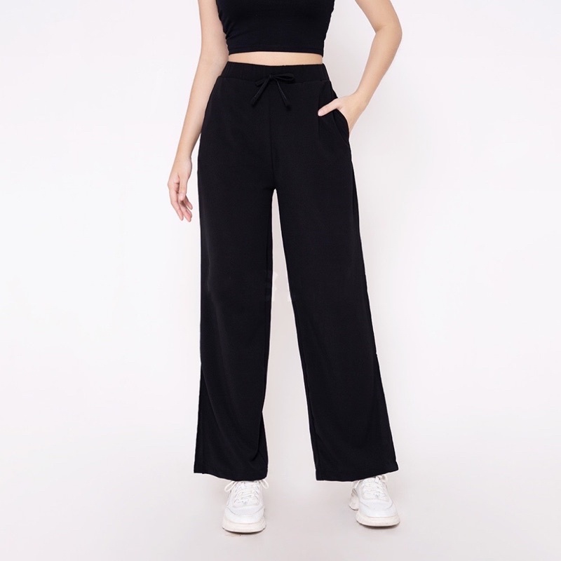 Kulot Izzie Slit Loose Pant / Kulot Wanita Celana Kerja