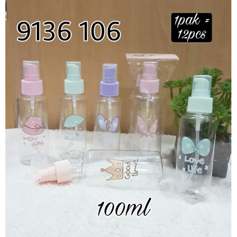 botol pump BR topi 100ml kode 9136106 tutup warna