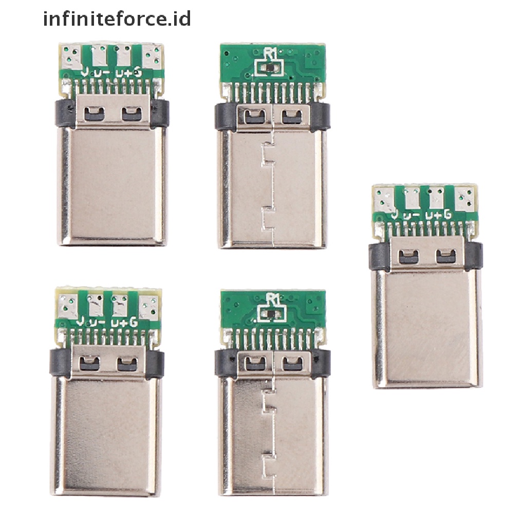 (infiniteforce.id) 5pcs Soket Konektor USB 3.1 Tipe C Male DIY Untuk PC