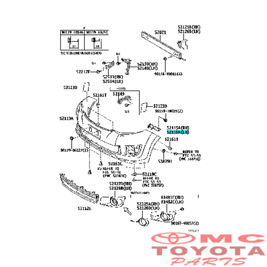 Support Bracket Breket Bumper Depan Kiri Toyota Fortuner 52116-0K080