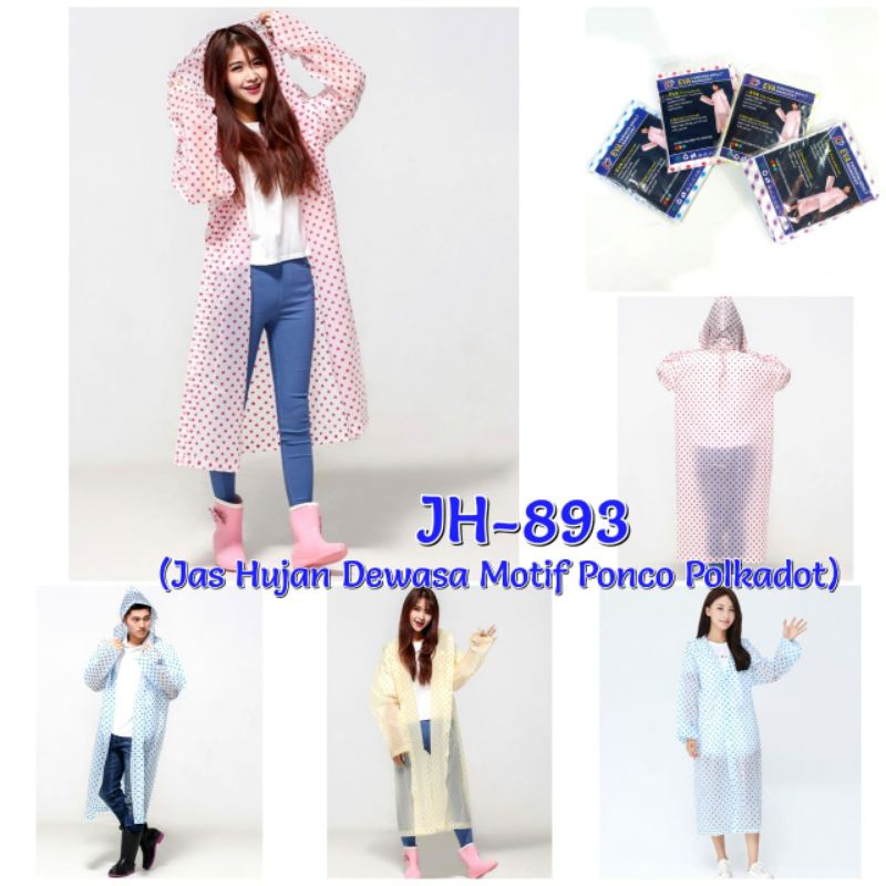 j/a , JAS HUJAN EVA RAINCOAT FASHION DEWASA POLOS DAN POLKADOT