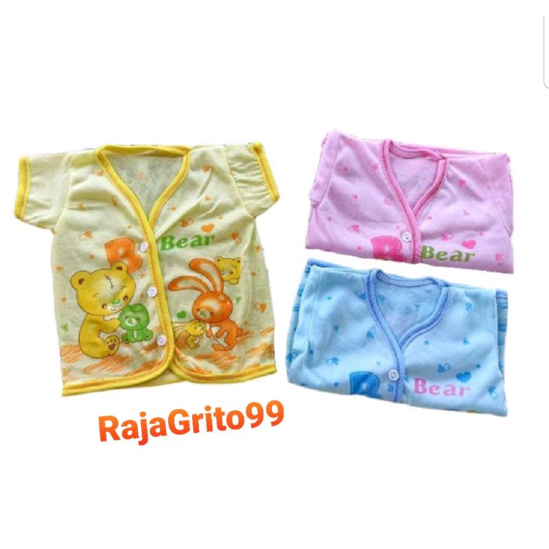 Baju Pendek Bayi Warna Motif Sablon - Print 1 Lusin / Baju Bayi Warna Lengan Pendek Sablon NewBorn