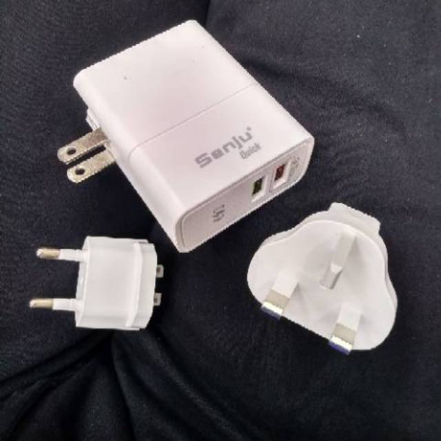 Travel Charger Internasional Fast Charging dual usb SENJU Quick QC 3.0A