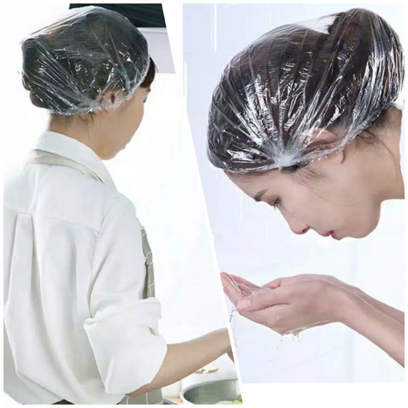 Penutup Rambut Kepala Mandi Plastik Penutup Pelindung Kepala Anti Debu Cat Rambut Shower Cap