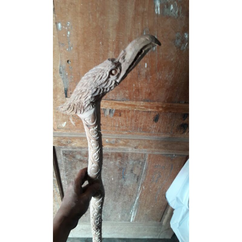 TONGKAT JALAN KAYU STIGI LAUT UKIR RAJAWALI