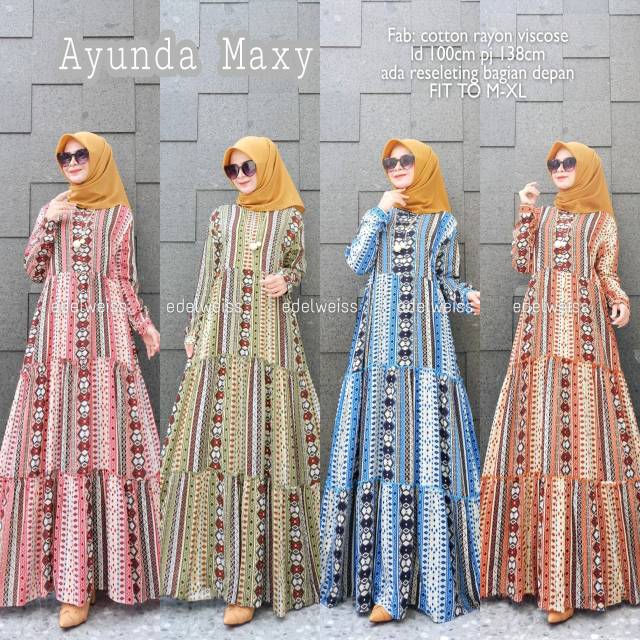 Ayunda maxy dress gamis motif etnik