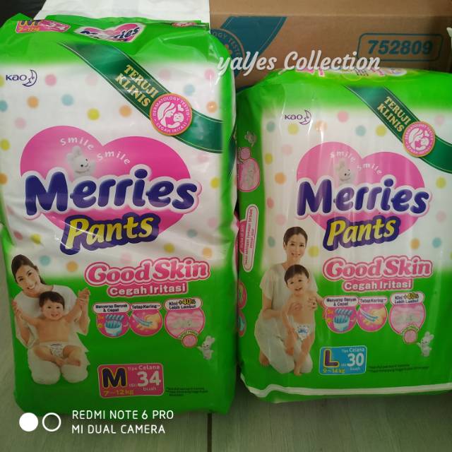 Merries pants S40 M34 L30 XL26 popok meris S 40 M 34 XL 26 celana good skin cegah iritasi meries