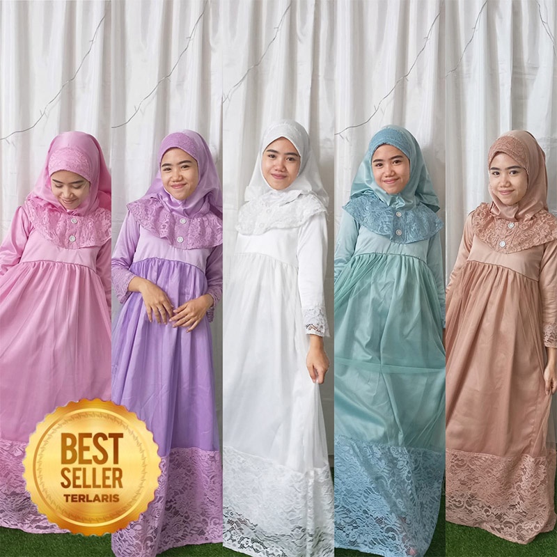 Gamis Anak Tanggung Perempuan Terbaru 2022 Kekinian 12 Tahun Warna Putih Usia 3 Tahun - 14 Tahun Set