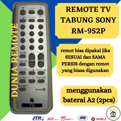 Remot Remote TV SONY Vega Tabung RM-952 PUTIH