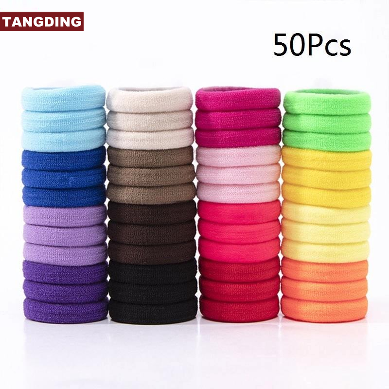 【COD Tangding】50Pcs Candy Colors Simple Elastic Hair Bands Ponytail Holder Hair Accessories Rubber Bands Girls