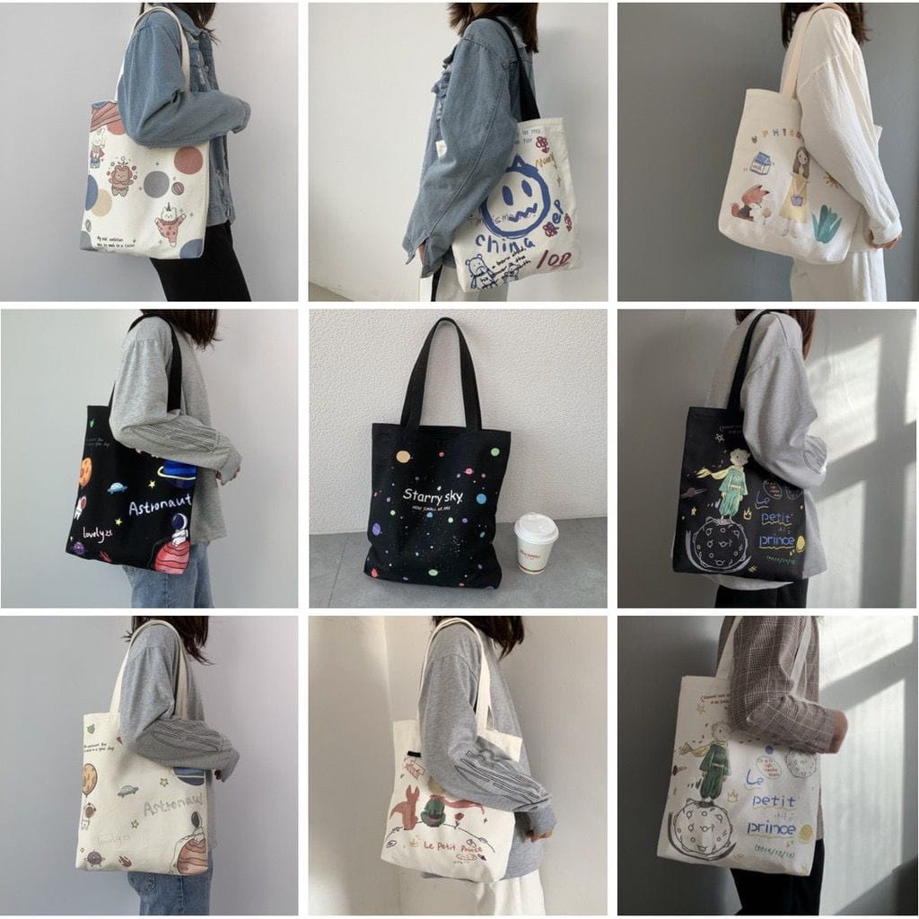 Totebag Art Big Printing Motif Price Starry Pakai Resleting