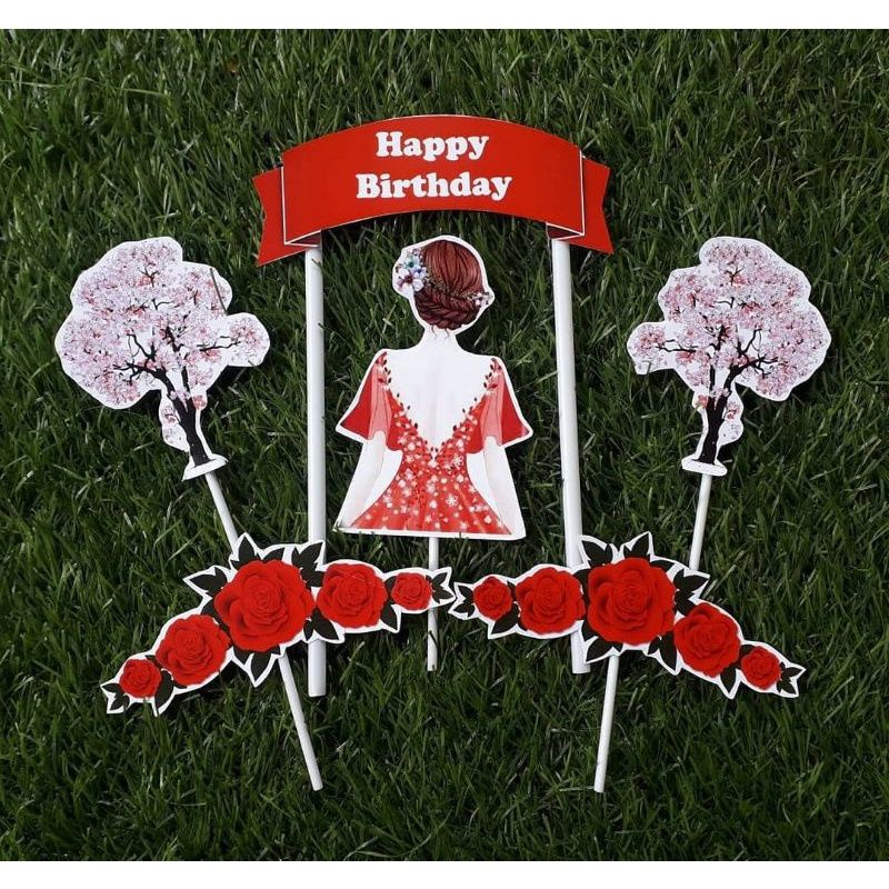 topper toper hiasan tusukan kue cake tumpeng ulang tahun happy birthday karakter princess perempuan 