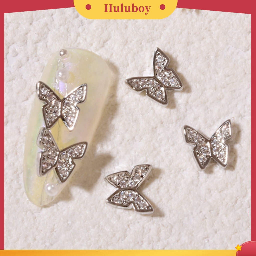 Huluboy Huluboy♡ Butterfly Stud Kuku Bentuk Kupu-Kupu Bahan Cubic Zirconia Untuk Dekorasi Manicure