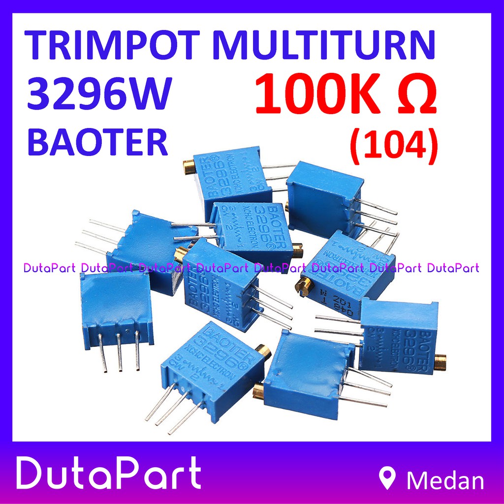 Multiturn 100K Ohm Potensiometer Trimpot Trimmer Resistor 3296 3296W