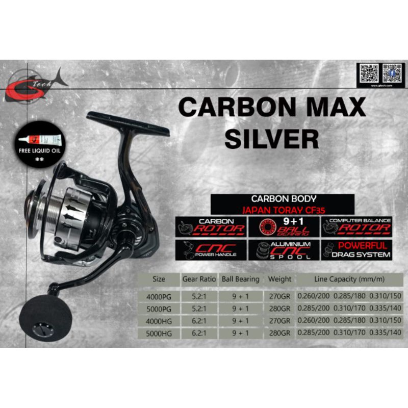 Reel GTECH CARBON MAX SILVER 4000 HG / 5000 HG