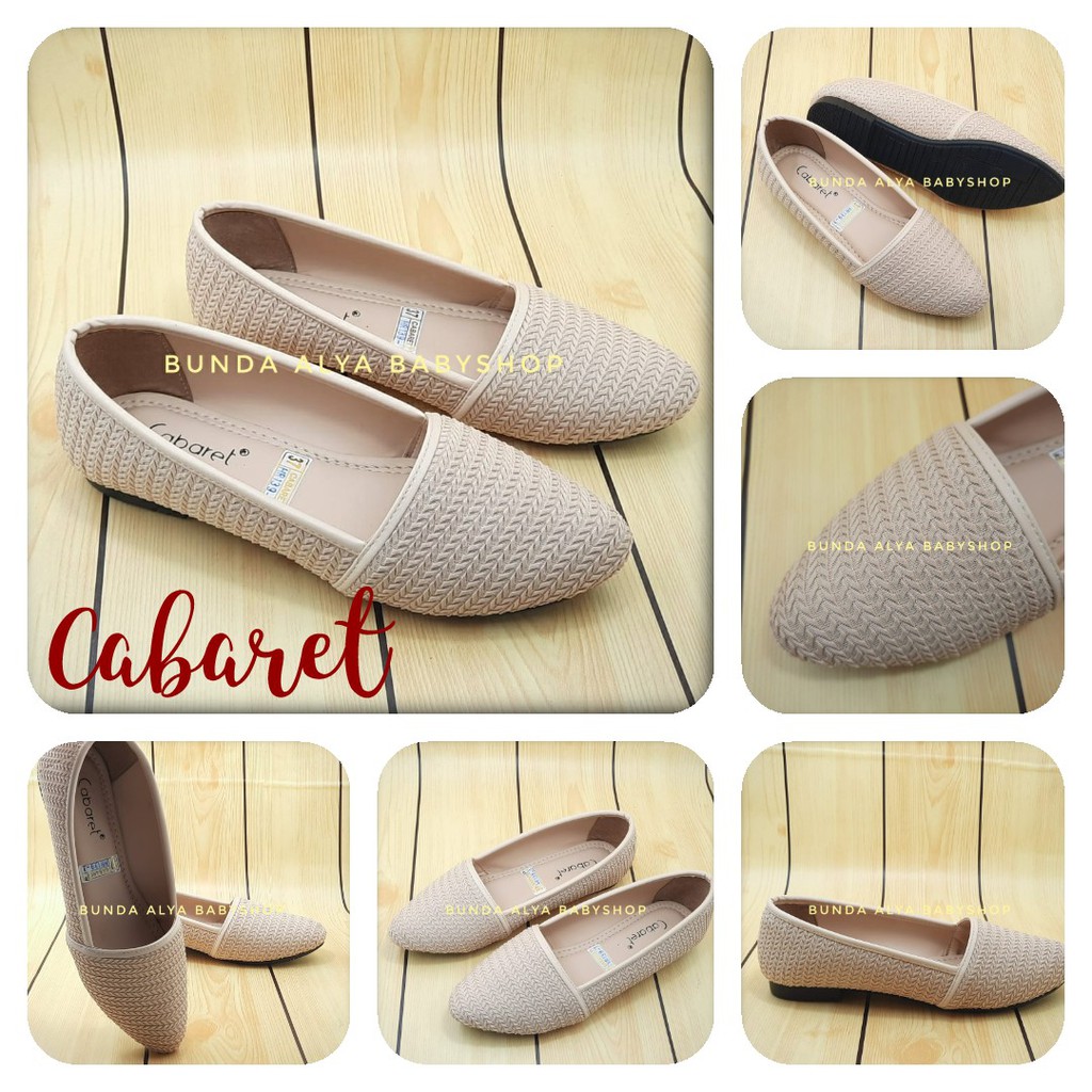 Sepatu Wanita Premium CABARET KREM Suede SIze Size 37 - 40 - Sepatu Flatshoes Perempuan Bagus