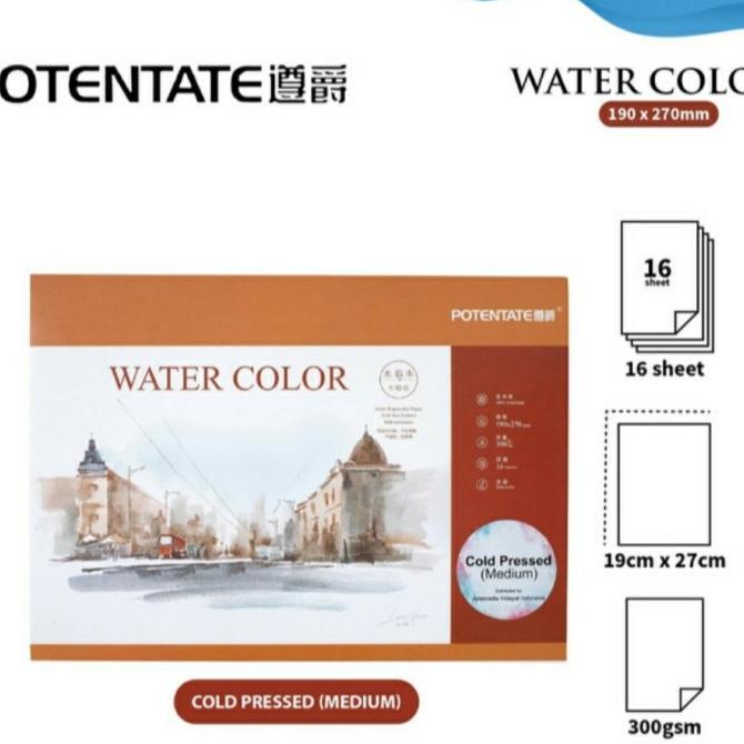 

Potentate Water Color Pad 270 X 195 Mm 300 Gsm 16 Sheets Cold Pressed