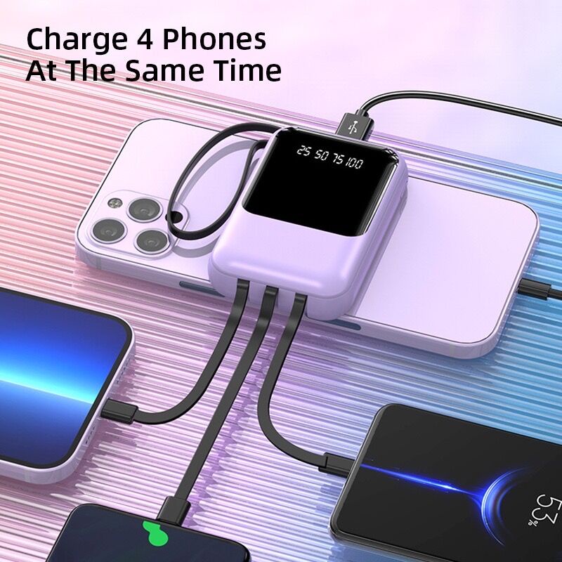 Powerbank 30000 mAh Fast Charging mini size with 4 kabel data usb Power bank