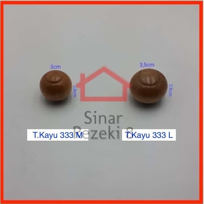 Handle Tarikan Kayu 333 Coklat Cokelat Knob Bulat Laci Pintu Lemari Gagang Pegangan