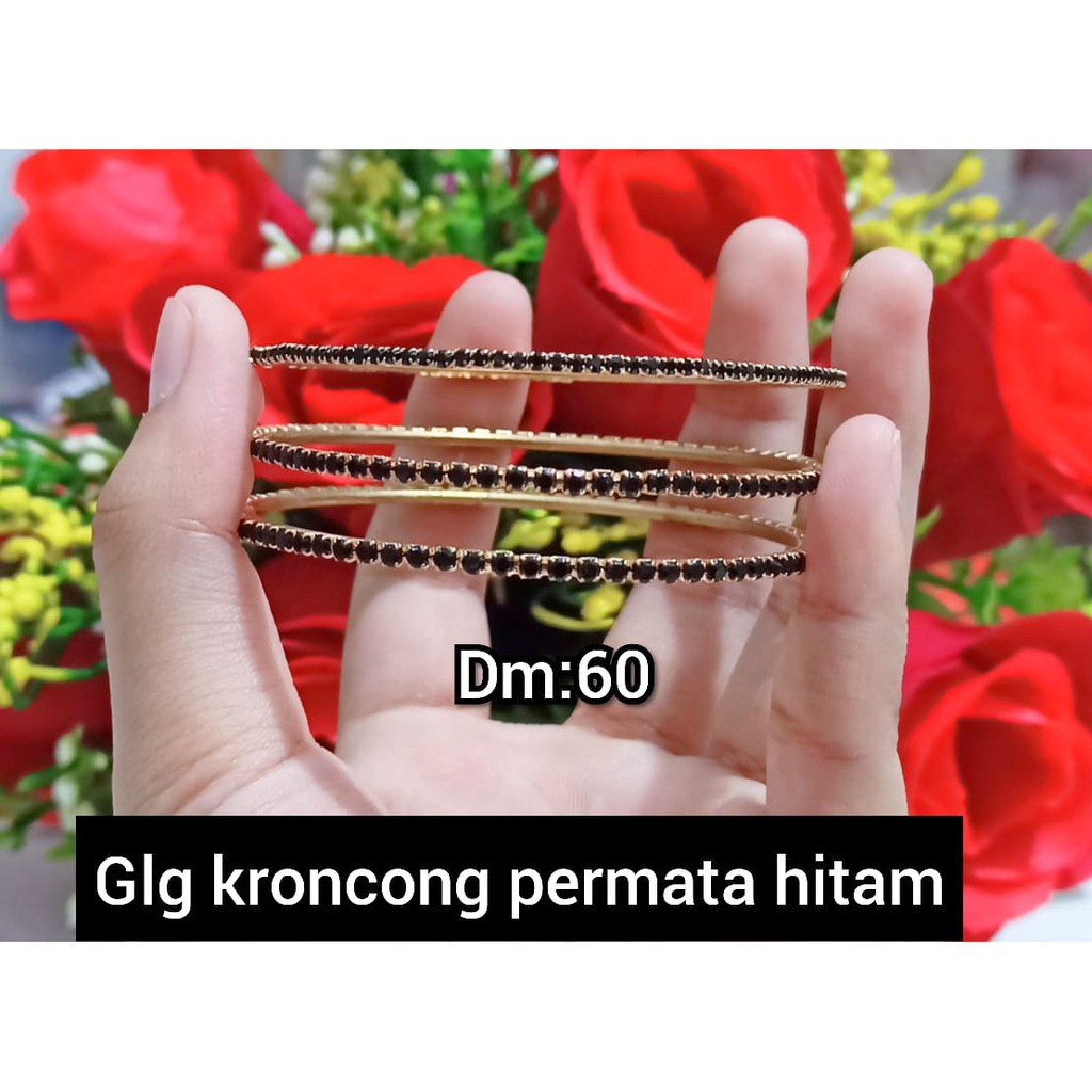 Gelang keroncong permata hitam isi 3 pcs xuping