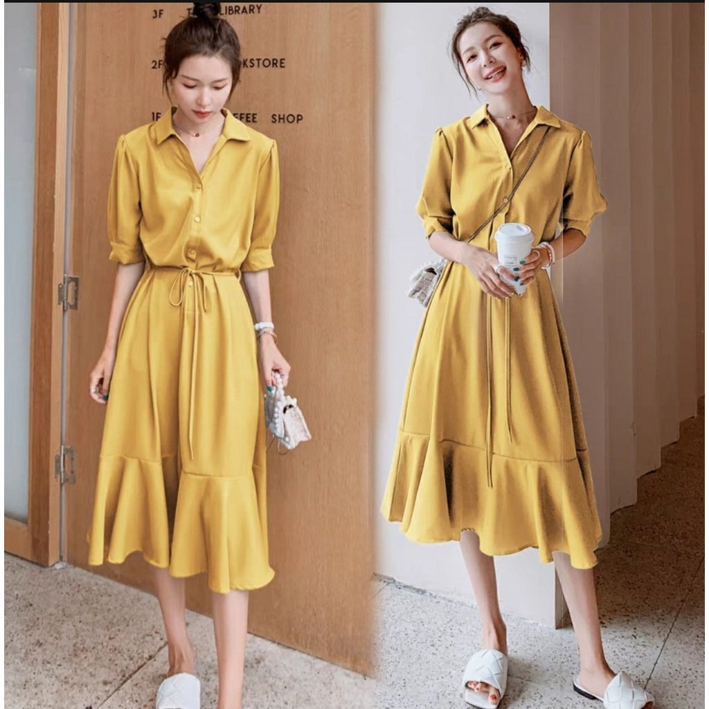 [MCFK] Dress Wanita Casual / Longdress / Baju Dress Wanita Modern / Dress Korea / Fashion Wanita / Dress Alfi