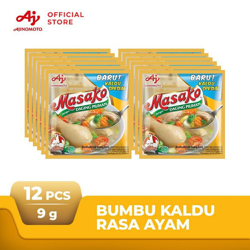 

MASAKO Bumbu Kaldu Rasa Ayam isi 12 sachet 9 gram
