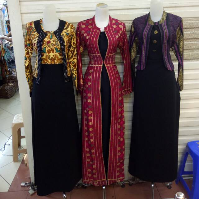 Gamis pasangan kombisasi tricotin jablek