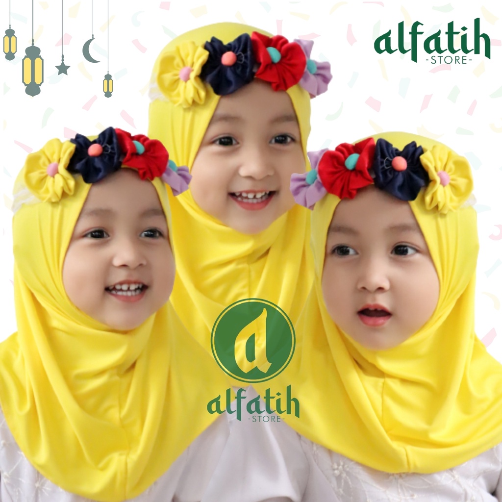 3.3 LNS  Jilbab Anak Syiria Bando Bunga Kombinasi Tila/hijab bayi/kerudung instan/hijab anak iman