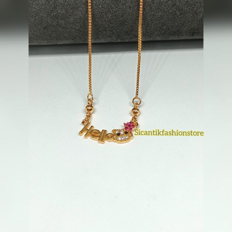 PROMO KALUNG TITANIUM ANAK HELLO KITTY TERLARIS ANTI KARAT PERHIASAN ANAK LAPIS EMAS TIDAK LUNTUR