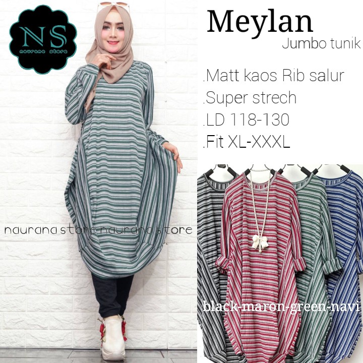 MEYLAN JUMBO TUNIK MATT KAOS RIB SALUR BY NS