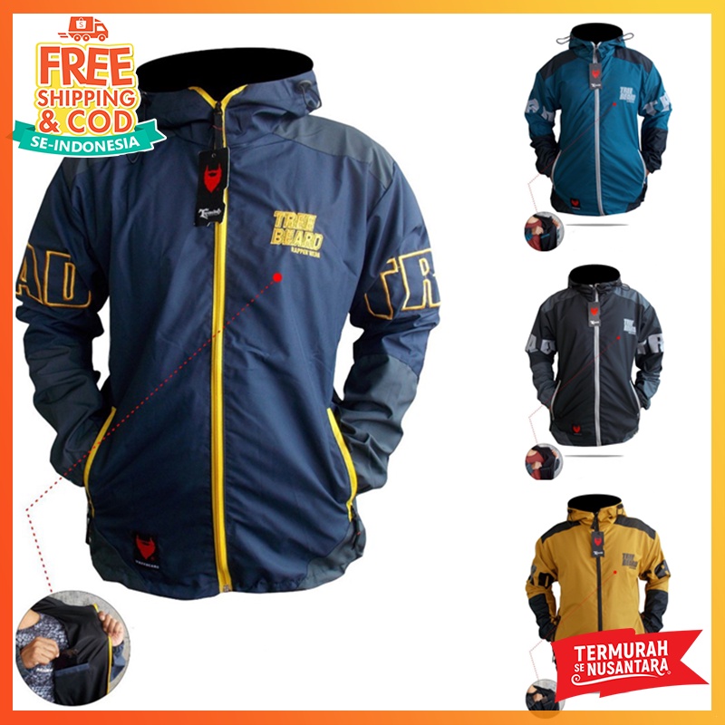 Jaket Gunung Pria Treebeard Waterproof Anti Air Taslan Jaket Outdoor Motor Windproof Anti Angin