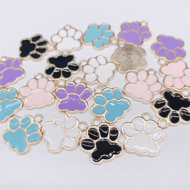 4pcs Liontin Enamel Bentuk Kaki Hewan Bahan Alloy Handmade Untuk Membuat Perhiasan