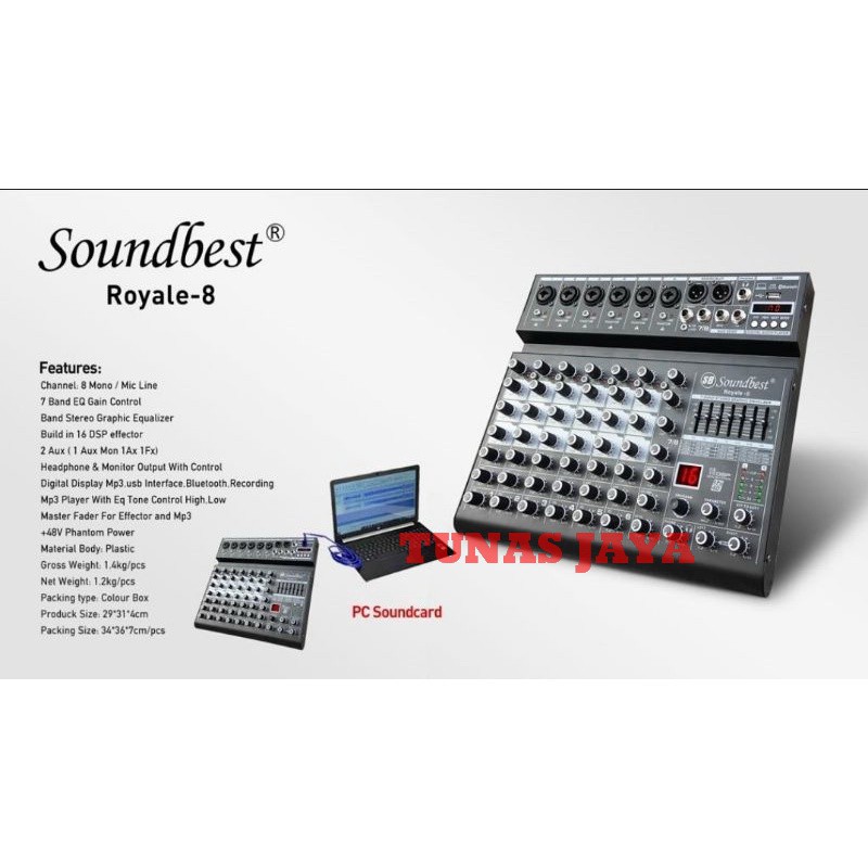 Mixer Soundbest Royale 8 Original 8 Channel Bluetooth - Royale8